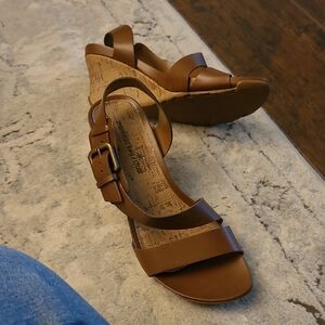 Montego Bay Club Brown Wedge Sandals with Straps